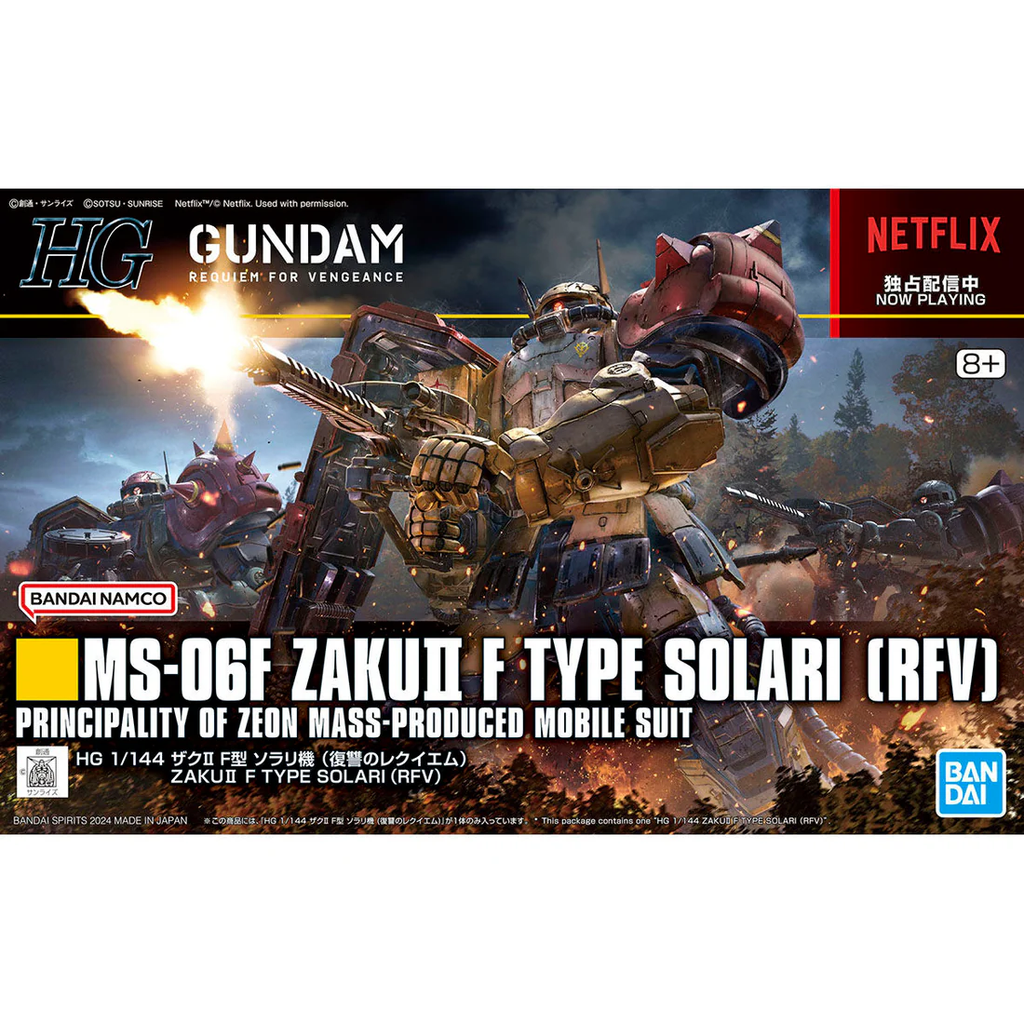 Figura Model Kit Zaku II F TYPE SOLARI (RFV) - Gundam: Requiem for Vengeance - 1/144 - Bandai Hobby