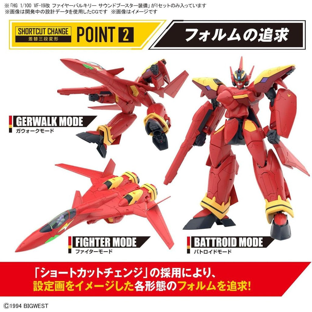 VF-19 Custom Fire Valkyrie With Sound Booster - Macross - HG 1/100 - Bandai